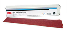 Red Abrasive Hookit Sheet, 2 3/4 in x 16 1/2 in, P80D, 25 sheets per box