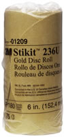 6" Stikit Gold P180 Grade Sanding Discs- 75 Disc Roll