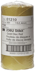 Stikit Gold Disc Roll 01210, 6", P150A, 75 discs/roll, 6 rolls/cs