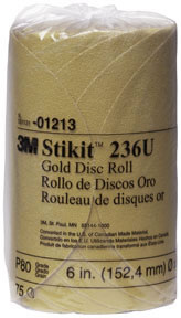 6" Stikit Gold P80 Grade Sanding Discs- 75 Disc Roll