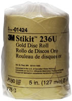 Stikit Gold Disc Roll 01424, 5", P180A, 175 discs/roll