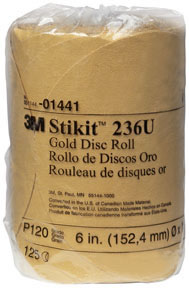 Stikit Gold Disc Roll 01441, 6", P120A, 125 discs/roll