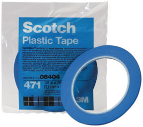Scotch Plastic Tape 471 Blue, 1/8" x 36 yd
