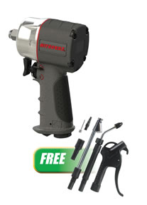1/2" Composite Compact Impact Wrench w/FREE 6 Pc. Blow Gun Kit
