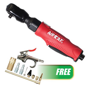3/8" Composite Twin Pawl Ratchet w/FREE 10 Pc. Air Accessory Kit