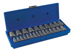 25 Pc. Hex Head Multi-Spline Screw Extractor Set